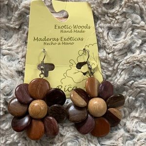 Wooden flower earrings